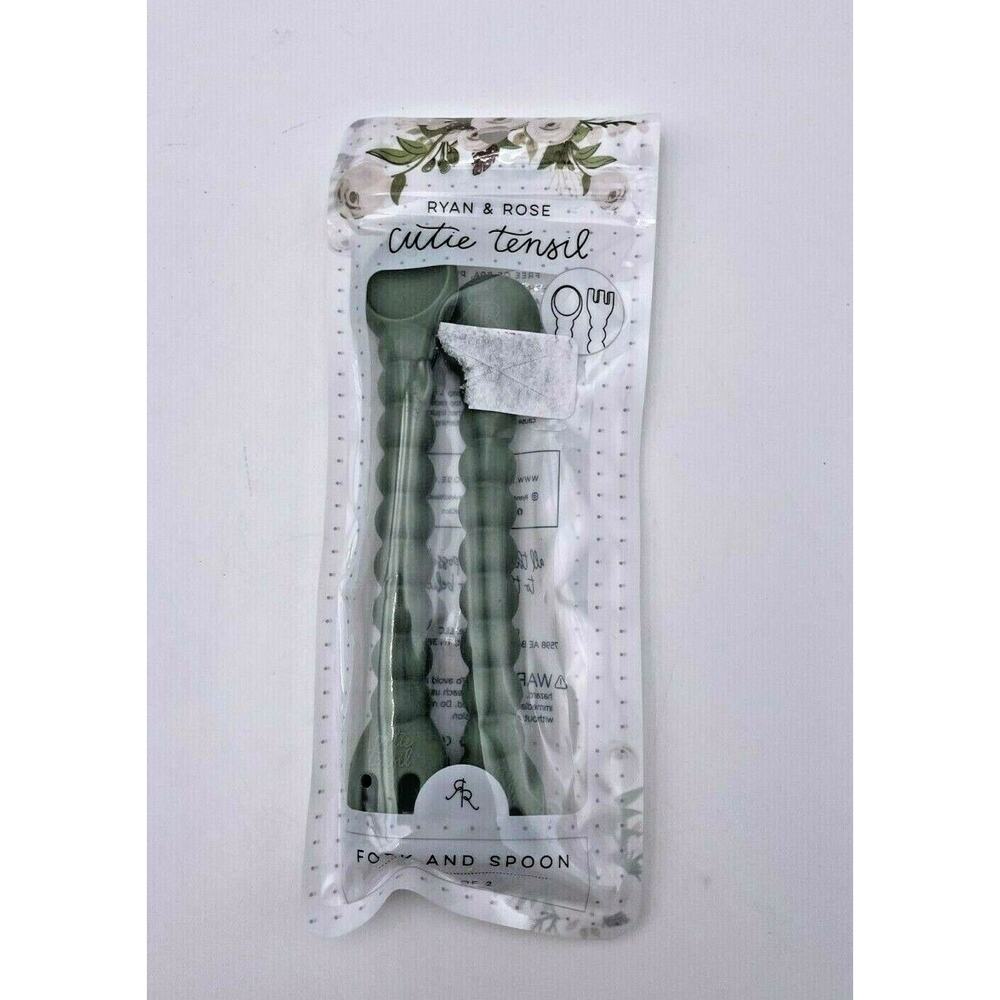 Ryan & Rose Baby Spoon and Fork [2 Pack] (Green). NEW